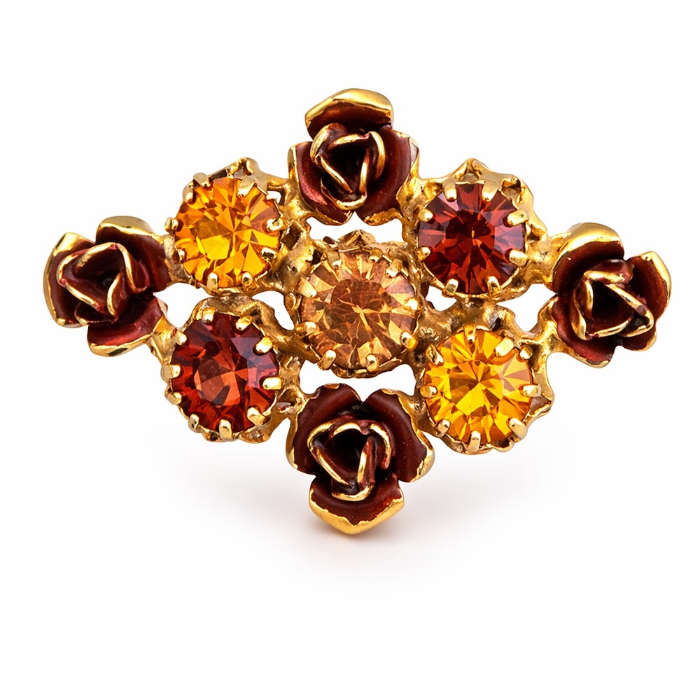 Vintage Signed Made In Austria - Crystal Brooch